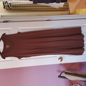 DREAMS & CO brown sleeveless v neck maxi dress w/ side pockets,size M.